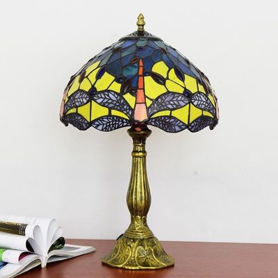 Tiffany Table Lamp 30cm Dragonfly Lampshape Alloy Base Tiffany Light(WH-TTB-51)