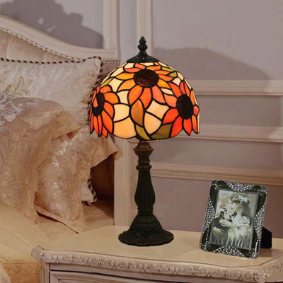 Tiffany Table Lamp 20cm Sun Flower Lamp Shape E27 Bedroom Bedside Lamp(WH-TTB-52)