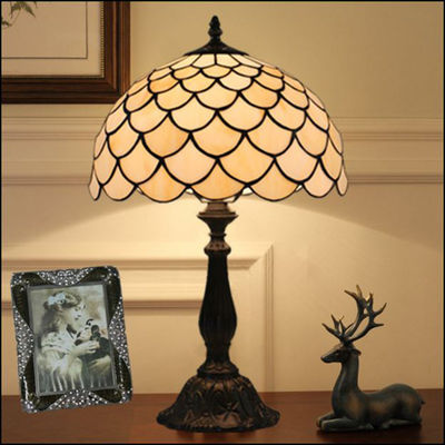 30CM Table Lamp Resin Base Leaves Lampshade Bedroom retro table lamp(WH-TTB-64)