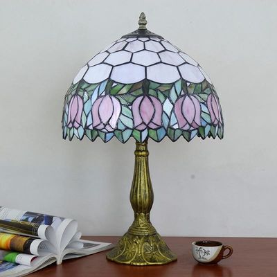 Flower Lampshade Table Lamp Aolly Base Bedroom art deco lamp(WH-TTB-68)