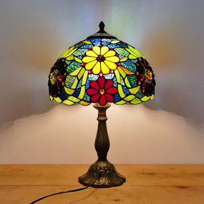 Tiffany Table Lamp 30cm Flower Lampshape E27 Bedroom Bedside Lighting mosaic lamp(WH-TTB-70)