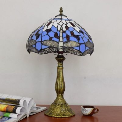 Tiffany Table Lamp 30cm Dragonfly Lampshape Alloy Base table lamp for bedroom(WH-TTB-58)