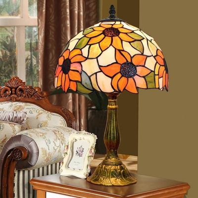 Tiffany Table Lamp Sun Flower Lampshape Bedroom study table lamp(WH-TTB-74)