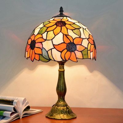 Tiffany Table Lamp Sun Flower Lampshape Bedroom study table lamp(WH-TTB-74)