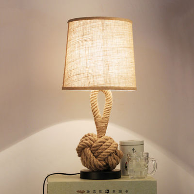 American Table Lamp retro rope cloth loft art bedside lamp bedroom rope table light(WH-VTB-33)