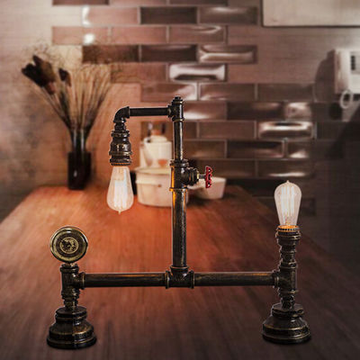 Industrial vintage light black silver copper rustic industrial bedside table lamp(WH-VTB-31)