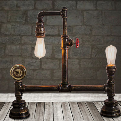 Industrial vintage light black silver copper rustic industrial bedside table lamp(WH-VTB-31)