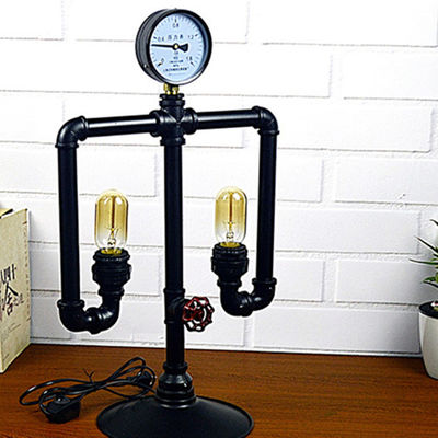 Industrial loft table light iron water pipe table lamp robot decoration steam edison table lamp(WH-VTB-30)