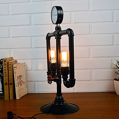 Industrial loft table light iron water pipe table lamp robot decoration steam edison table lamp(WH-VTB-30)