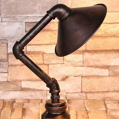 Industrial steam punk study light 110V 220V switching e27 table light water pipe iron desk table Lamp(WH-VTB-28)