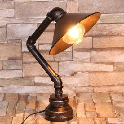 Industrial steam punk study light 110V 220V switching e27 table light water pipe iron desk table Lamp(WH-VTB-28)