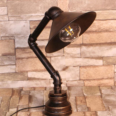 Industrial steam punk study light 110V 220V switching e27 table light water pipe iron desk table Lamp(WH-VTB-28)