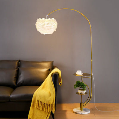 Romantic Feather Floor Lamp, Sofa Vertical Table Lamp for Living Room Bedroom Bedside Lamp(WH-MFL-87)