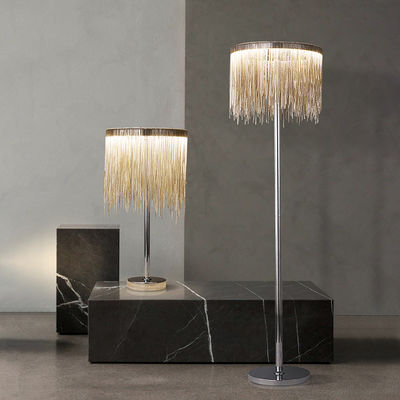 Living Room Bedroom Tassel Floor Lamp Aluminum Chain Silver Floor Light Villa floor standing light(WH-MFL-122)