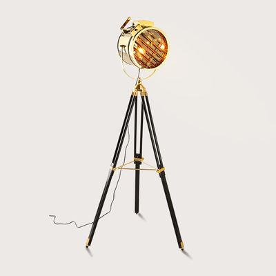 Nordic American Retro Tripod Floor Lamp Silver Golden Wooden Industrial vintage floor lamp(WH-VFL-04)