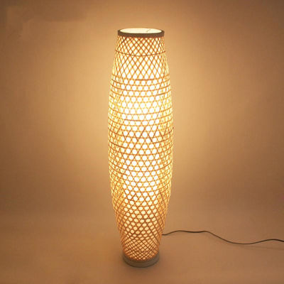 Bamboo Wicker Rattan Shade Vase Floor Lamp Fixture Rustic Asian Japanese Stand light（WH-WFL-05)