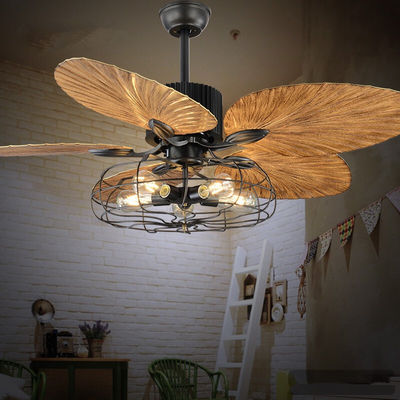 European-style retro ceiling fan remote control Ceiling Fans Restaurant Living Room ceiling light with fan(WH-CLL-12)