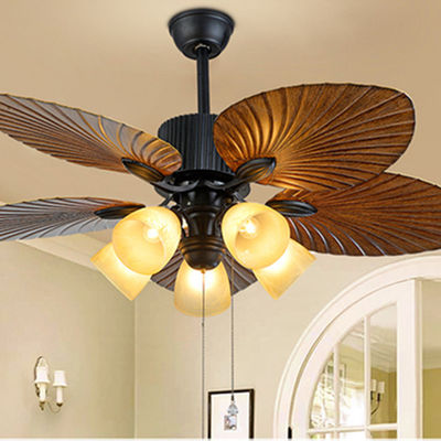 110V 220V Retro fans Lamp Remote Control 52 inch 5 Blades 5 Light Fixture ceiling fan with light(WH-CLL-29)