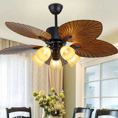 110V 220V Retro fans Lamp Remote Control 52 inch 5 Blades 5 Light Fixture ceiling fan with light(WH-CLL-29)