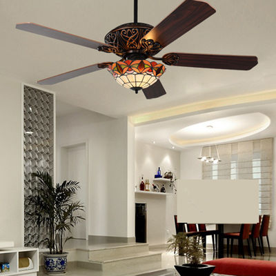 LED Ceiling Fan Light Tiffany Fan Light Jane Ceiling Fan Light Wooden Room Decoration industrial ceiling fan(WH-CLL-32)