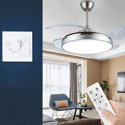 Ceiling fan lamp remote control dimming modern invisible acrylic leaf ceiling fan lamp(WH-VLL-05)