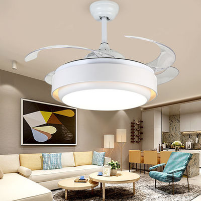 ceiling fan remote control light invisible retractable 42 inch retro fan leaf fan with light(WH-VLL-08)