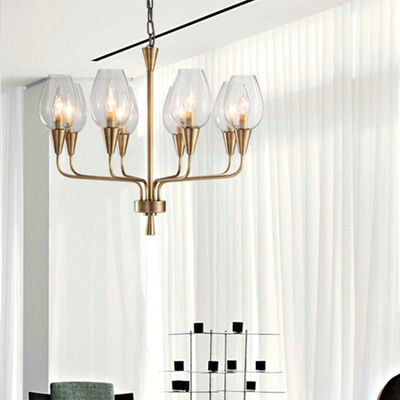 Brass Chandelier LED Modern Copper Glass Shade Hanging Lamp interior lighting home Longmont Chandelier(WH-MI-88)