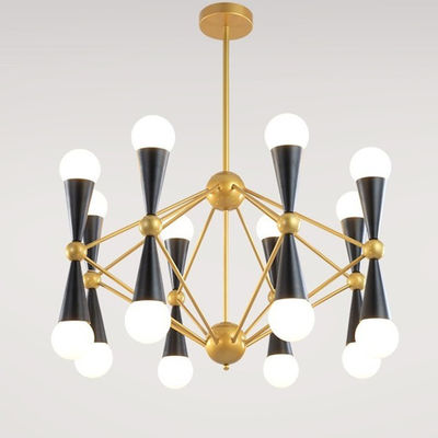 Creative Bean Shape Dual Heads Erected Pipe Caracas 16-Light black chandelier(WH-MI-94)