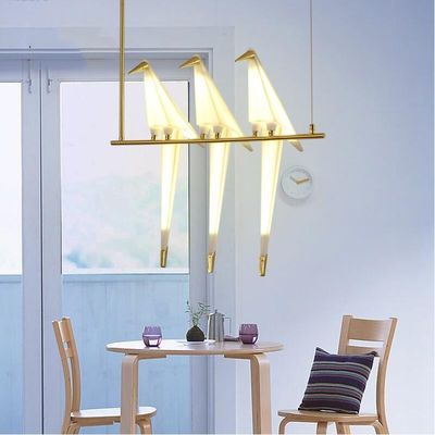 Nordic Gold Bird Cage pendant light Living room Bedroom Perch origami bird chandelier(WH-MI-127)