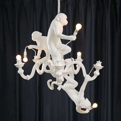 SELETTI White Monkey Chandeliers Atmosphere Lamp Living Room Home Decor Black industrial chandelier(WH-MI-128）