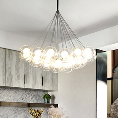 Nordic Clear Glass Ball Chandelier Restaurant Living Room Kid Room Chandelier 28.61 Round Pendant Chandelier（WH-MI-129)