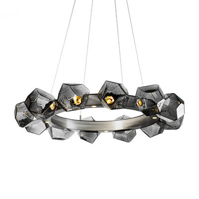 Modern Cicle Glass Crystal Ball Stone Gem Radial Ring LED Chandelier(WH-MI-142)