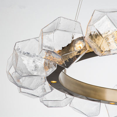 Modern Cicle Glass Crystal Ball Stone Gem Radial Ring LED Chandelier(WH-MI-142)