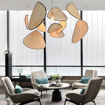 Rural Hand Made Rattan Pendant lights Southeast Asia Suspension Screen Cannage Chandelier（WH-MI-167)