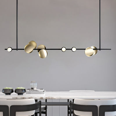 Modern Black Gold LED Long Chandelier for Bedroom Living Dining Study Room Kitchen Coffee Shop Typography (WH-MI-188)