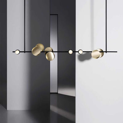 Modern Black Gold LED Long Chandelier for Bedroom Living Dining Study Room Kitchen Coffee Shop Typography (WH-MI-188)
