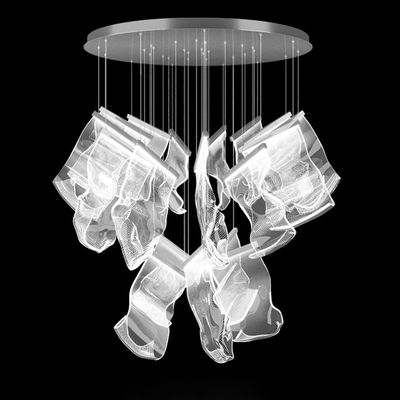 LED Postmodern Silver Love Paper Designer Stairs Staircase Chandelier Lighting Rinkle Suspended Lights(WH-MI-194)