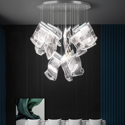 LED Postmodern Silver Love Paper Designer Stairs Staircase Chandelier Lighting Rinkle Suspended Lights(WH-MI-194)