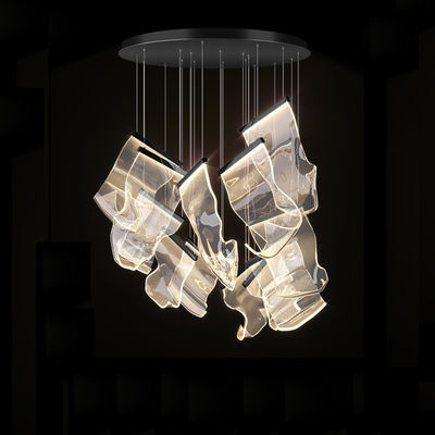 LED Postmodern Silver Love Paper Designer Stairs Staircase Chandelier Lighting Rinkle Suspended Lights(WH-MI-194)