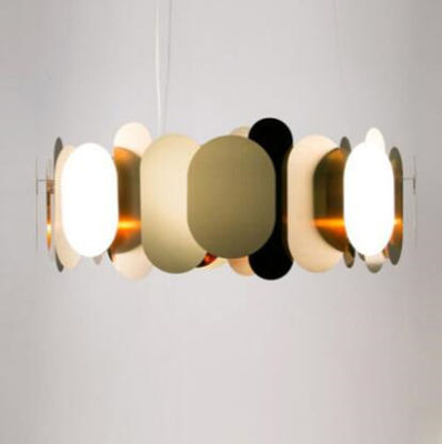 Minimalist luxury living room chandelier round metallic restaurant Panel Chandeliers(WH-MI-201)