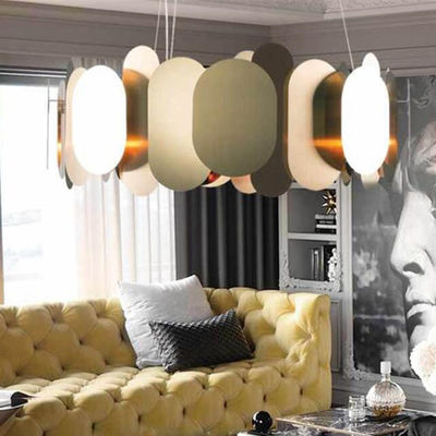 Minimalist luxury living room chandelier round metallic restaurant Panel Chandeliers(WH-MI-201)