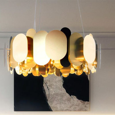 Minimalist luxury living room chandelier round metallic restaurant Panel Chandeliers(WH-MI-201)