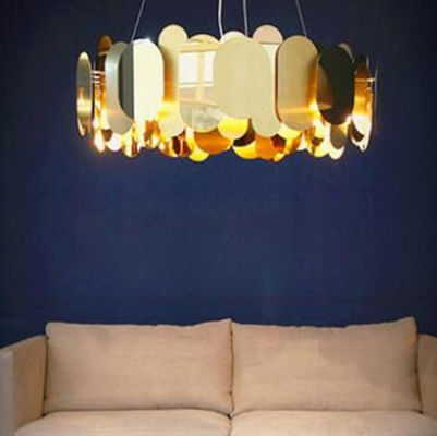 Minimalist luxury living room chandelier round metallic restaurant Panel Chandeliers(WH-MI-201)