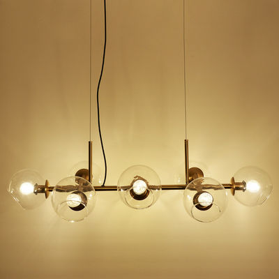 Modern Clear Gray Glass E27 Led Chandelier Gold Black Metal Straight Chandelier(WH-MI-202)
