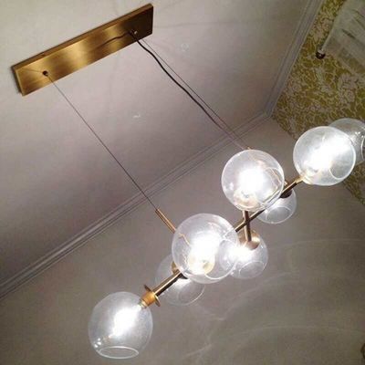 Modern Clear Gray Glass E27 Led Chandelier Gold Black Metal Straight Chandelier(WH-MI-202)