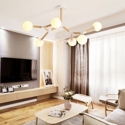 Creative Wooden Chandelier with glass bubble chandelier Sptnik Spider Chandelier(WH-MI-214)