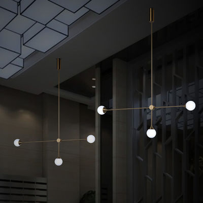 Nordic gold chandelier Line Iron Lighting Glass Ball Lampshade lustre industrial Chandelier(WH-MI-235)