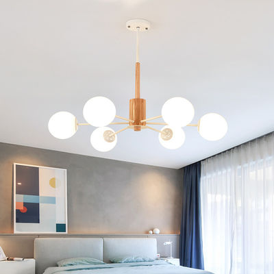 Modern wooden chandelier with white glass bubbles replica chandelier(WH-MI-248)