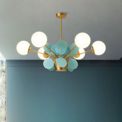 Nordic art chandelier Romantic Flower Design lustre metal Warmth Glass light Dinging lamp(WH-MI-263)