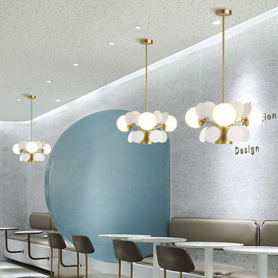 Nordic art chandelier Romantic Flower Design lustre metal Warmth Glass light Dinging lamp(WH-MI-263)